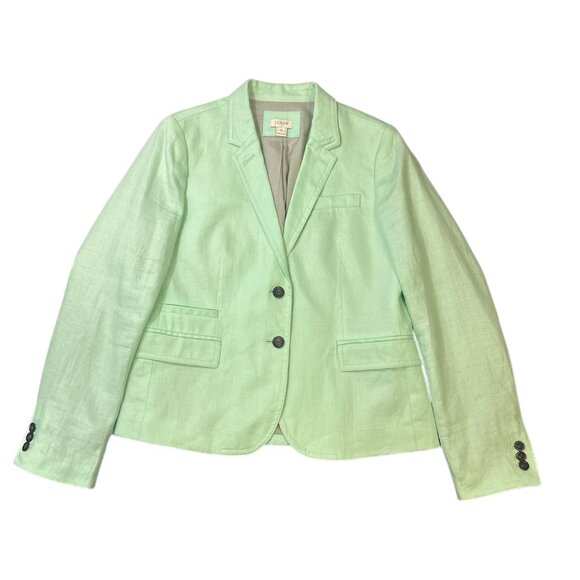 J. Crew Factory Linen Blazer Mint Green Women's sz 12 Classic Preppy Coastal - Picture 9 of 16